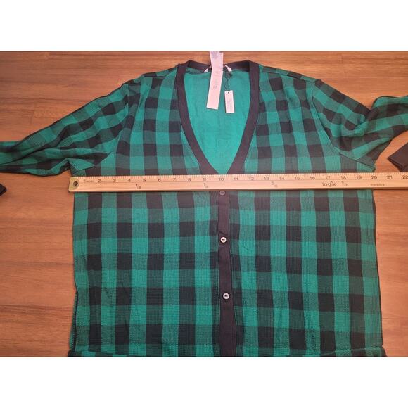 Victoria’s Secret Santa Thermal Long Jane One-Piece Pajamas Green Plaid L NWT - Picture 9 of 11